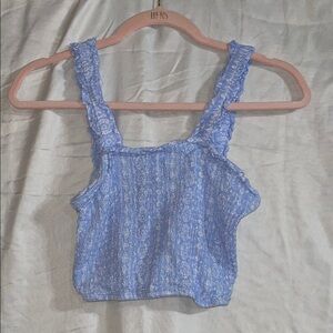 No Boundaries Blue Patterned Crop Top